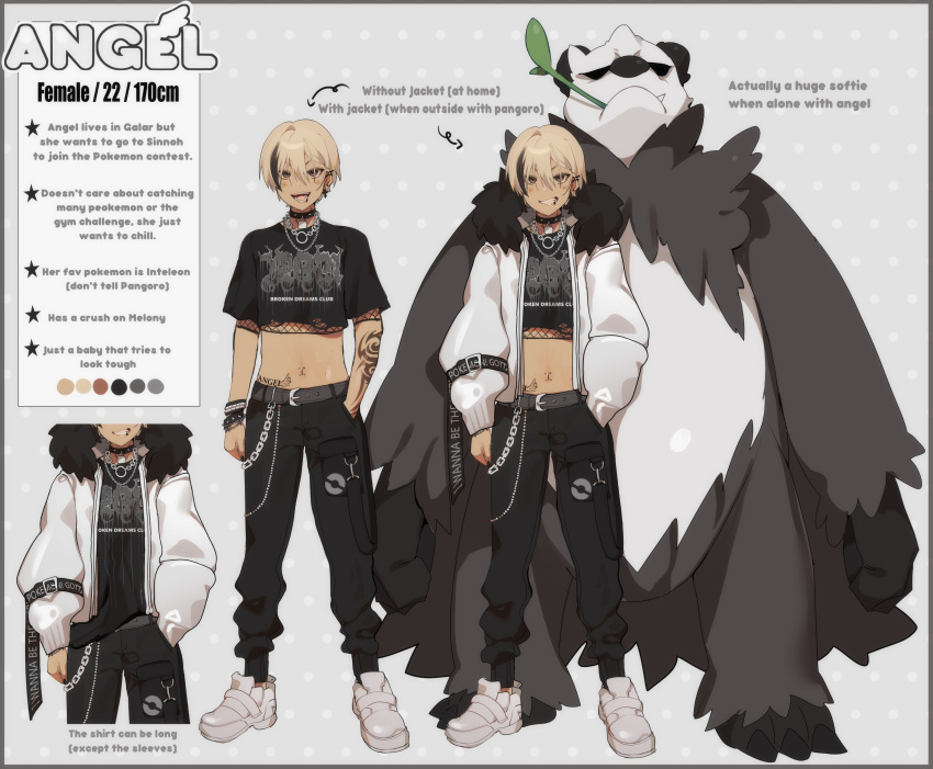 1girl, absurdres, arrow_(symbol), belt, black_hair, black_nails, bracelet, brown_eyes