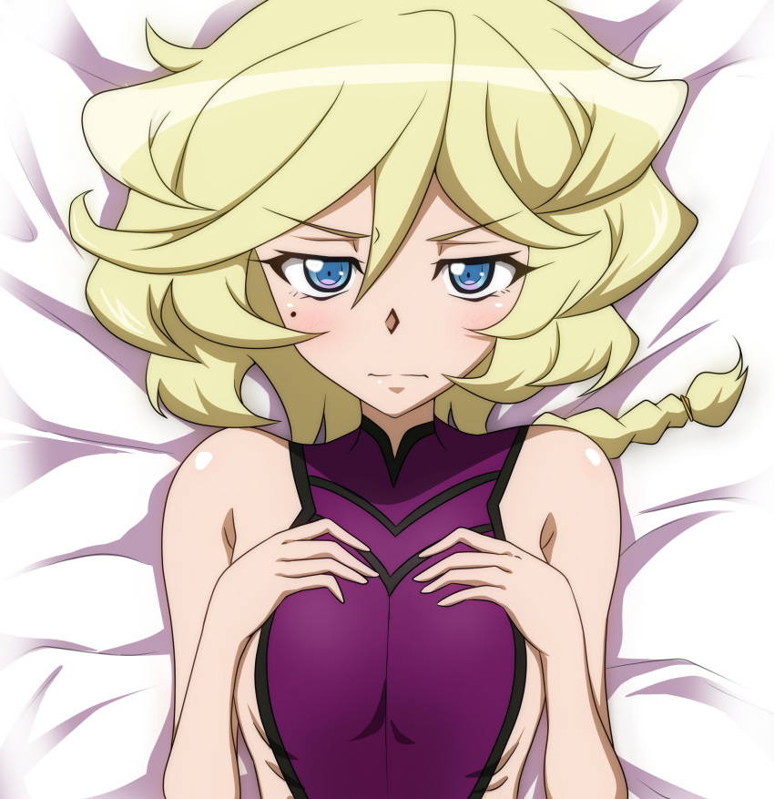 1girl, a_k_g_e_0325, absurdres, blonde_hair, blue_eyes, blush, braid, braided_ponytail