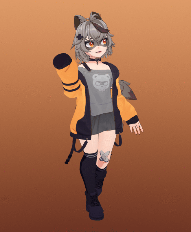 1girl, 3d, animal_ear_fluff, animal_ears, animated, animated_gif, bandaid, bandaid_on_knee