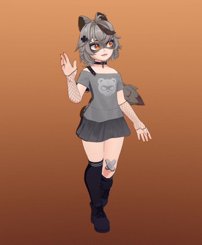 1girl, 3d, animal_ear_fluff, animal_ears, animated, animated_gif, bandaid, bandaid_on_knee