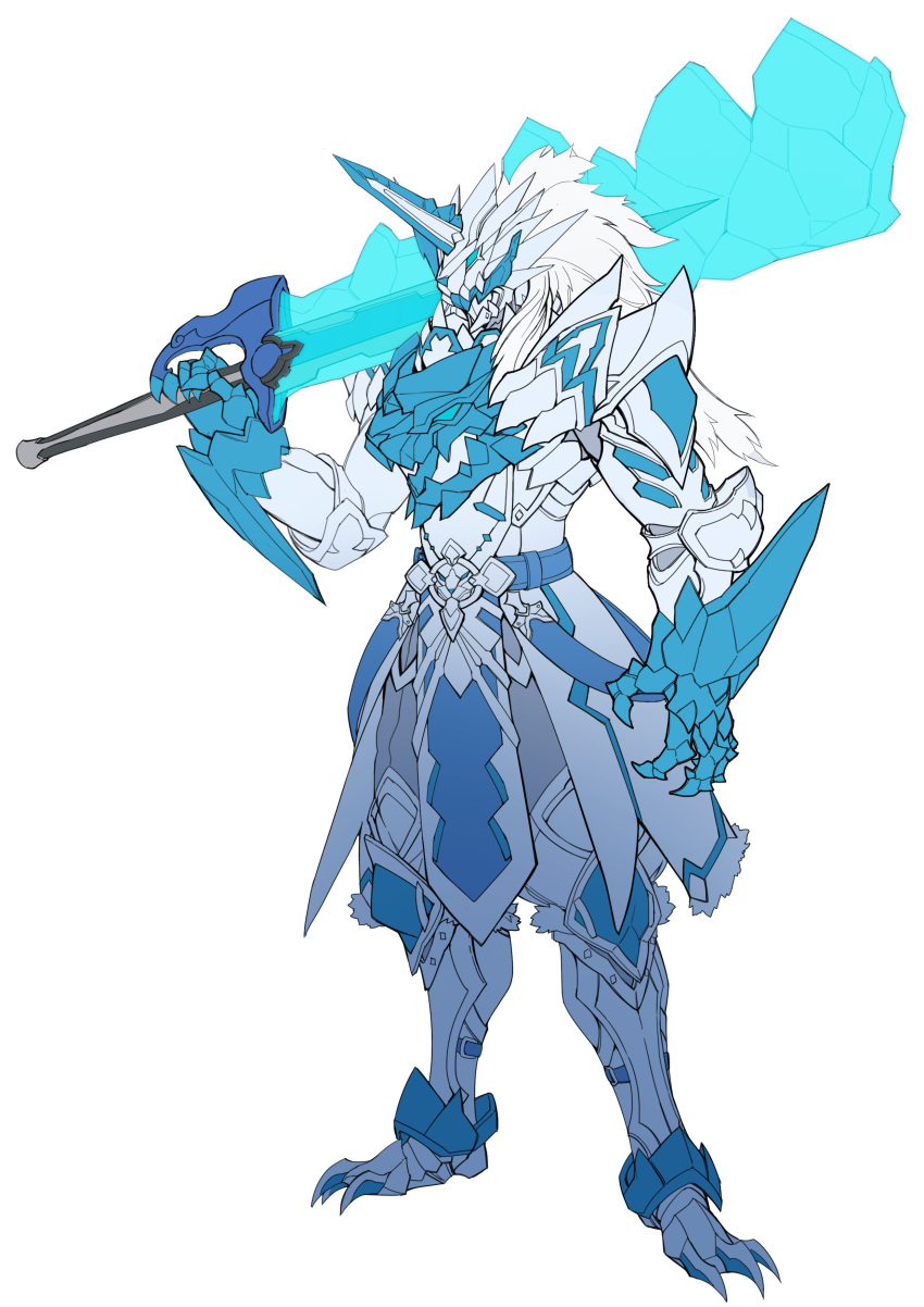 1boy, absurdres, armor, blue_eyes, catball1994, full_armor, highres, holding
