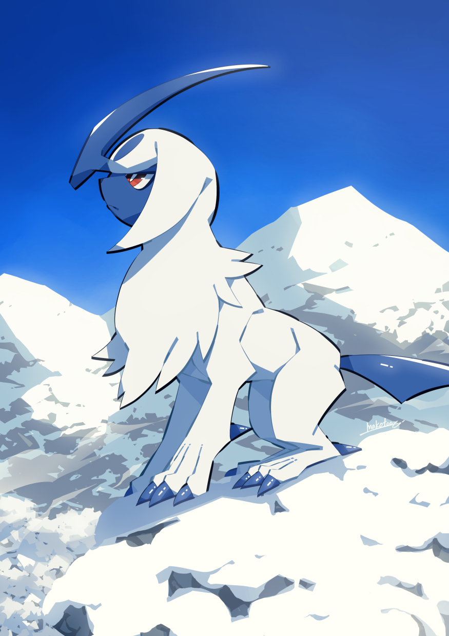 absol, bright_pupils, claws, closed_mouth, commentary, day, from_side, gen_3_pokemon