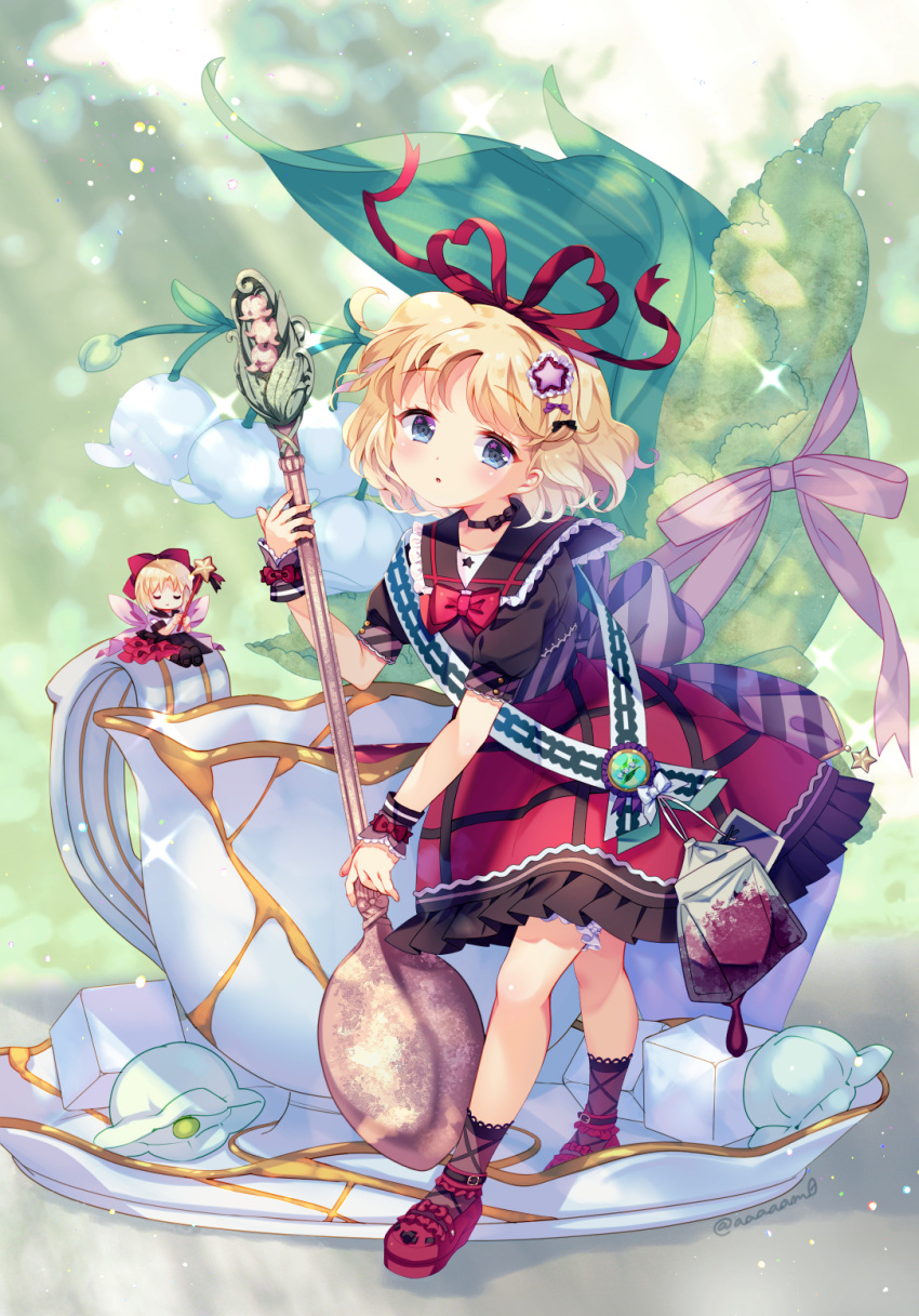2girls, :o, amo_(shibu3), ankle_socks, black_shirt, blonde_hair, blue_eyes, blurry
