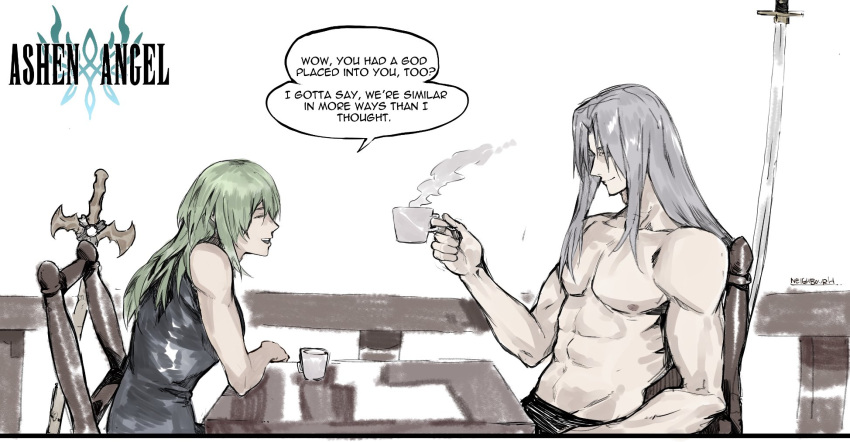 1girl, bangs, breasts, byleth_(fire_emblem), byleth_eisner_(female), closed_mouth, coffee, final_fantasy