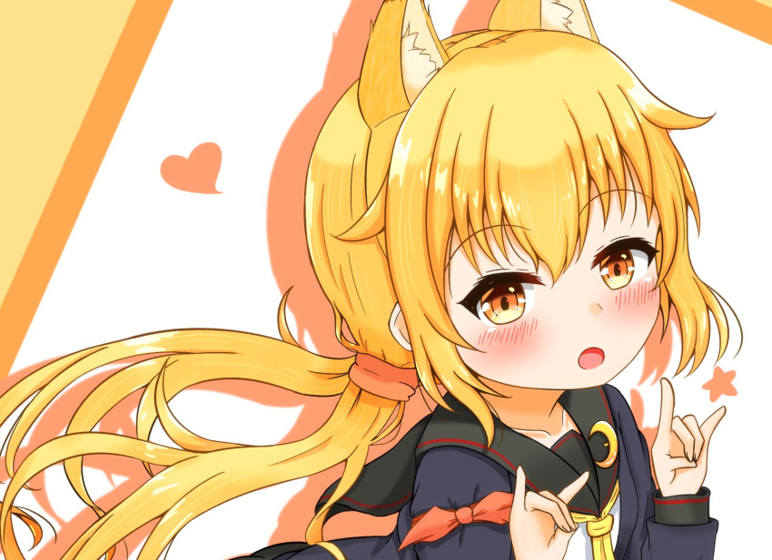 1girl, animal_ears, azuma_satsuki, black_sailor_collar, blonde_hair, blue_jacket, fox_ears, highres