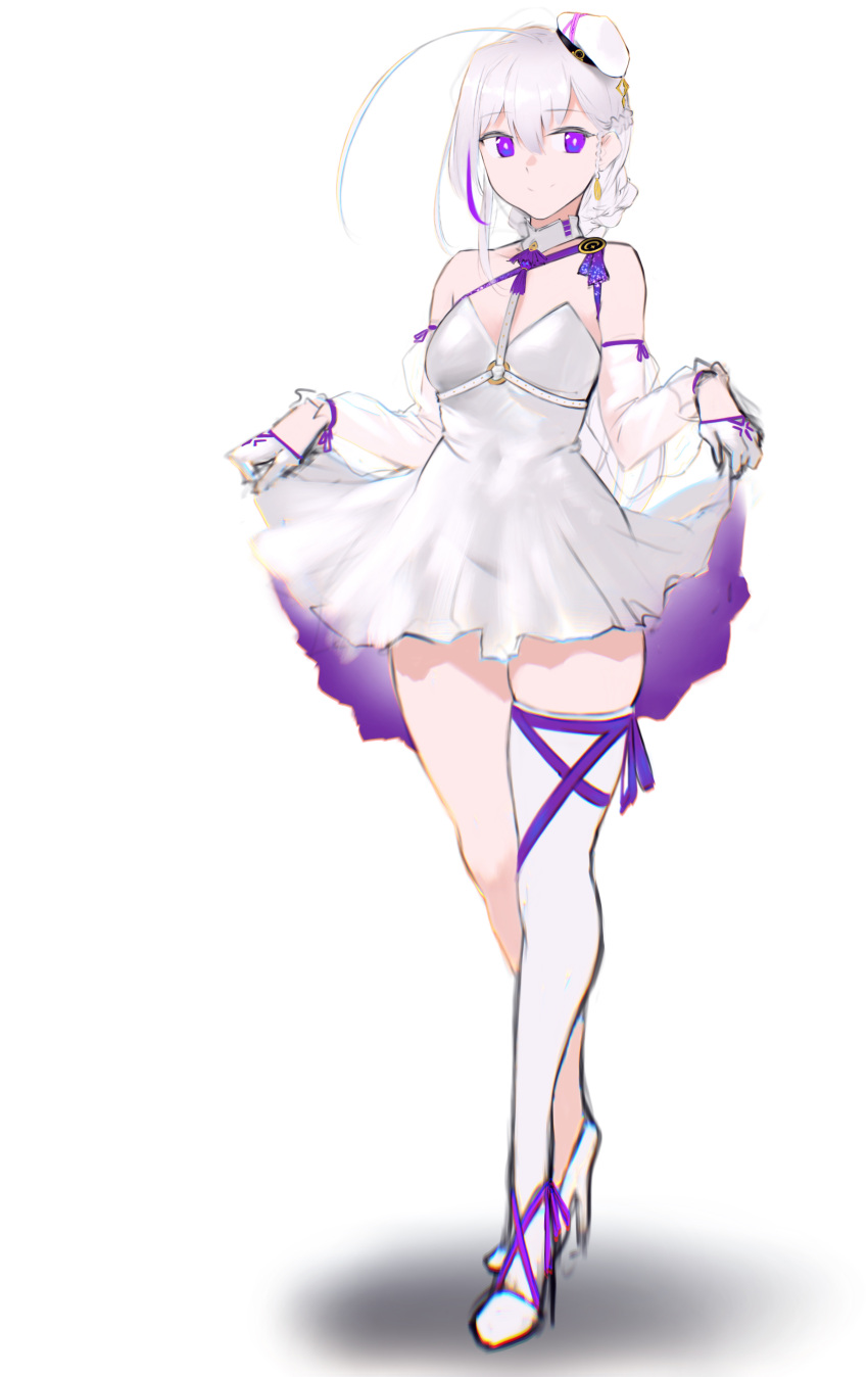 1girl, absurdres, ahoge, bare_shoulders, braid, breasts, bright_pupils, closed_mouth