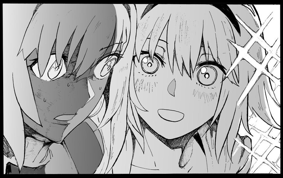 2girls, bangs, blush, dark_skin, dark-skinned_female, fate/apocrypha, fate/grand_order, fate_(series)