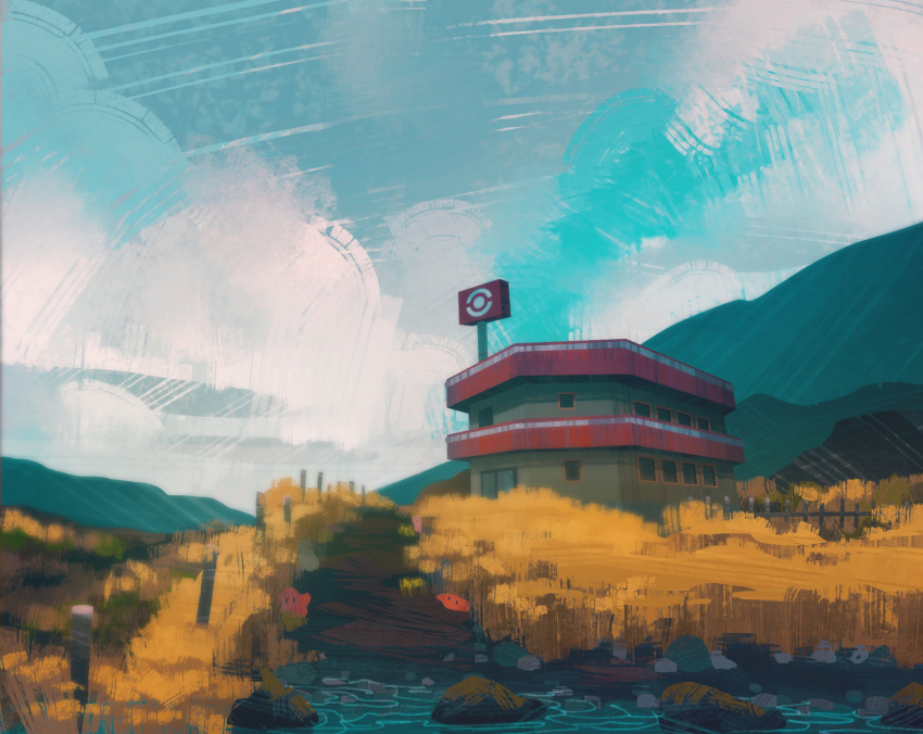 blue_sky, building, cinnabar_island, cloud, cloudy_sky, commentary, ditto, english_commentary