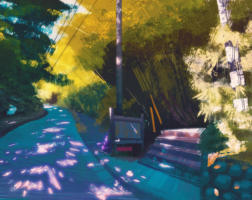 blue_sky, bush, commentary, english_commentary, forest, gen_1_pokemon, grass, highres
