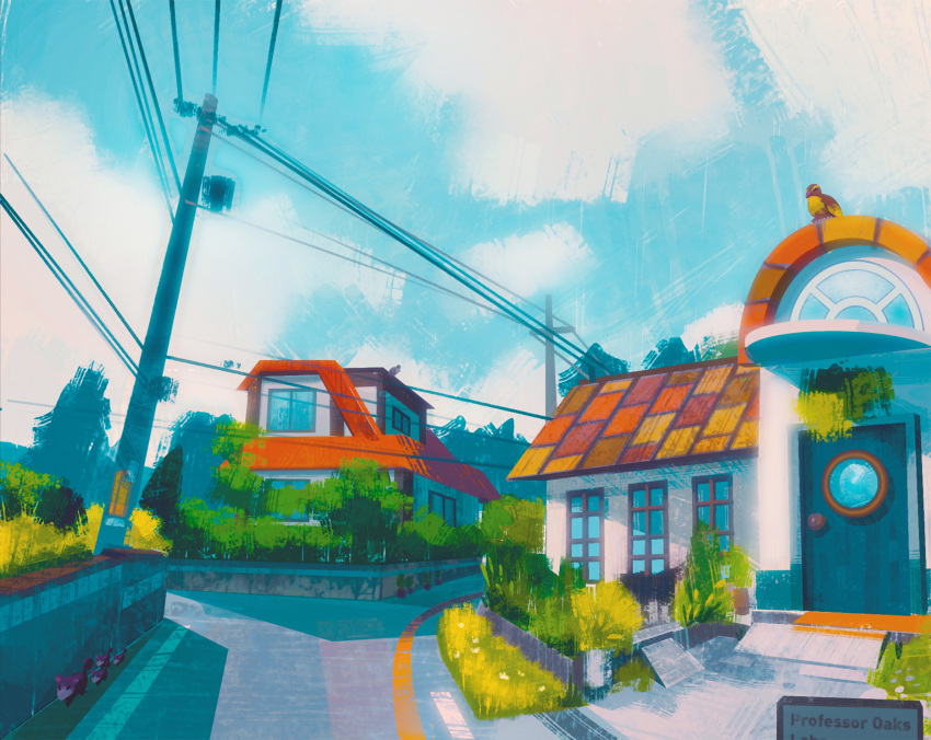 blue_sky, bush, clouds, cloudy_sky, commentary, english_commentary, english_text, gen_1_pokemon