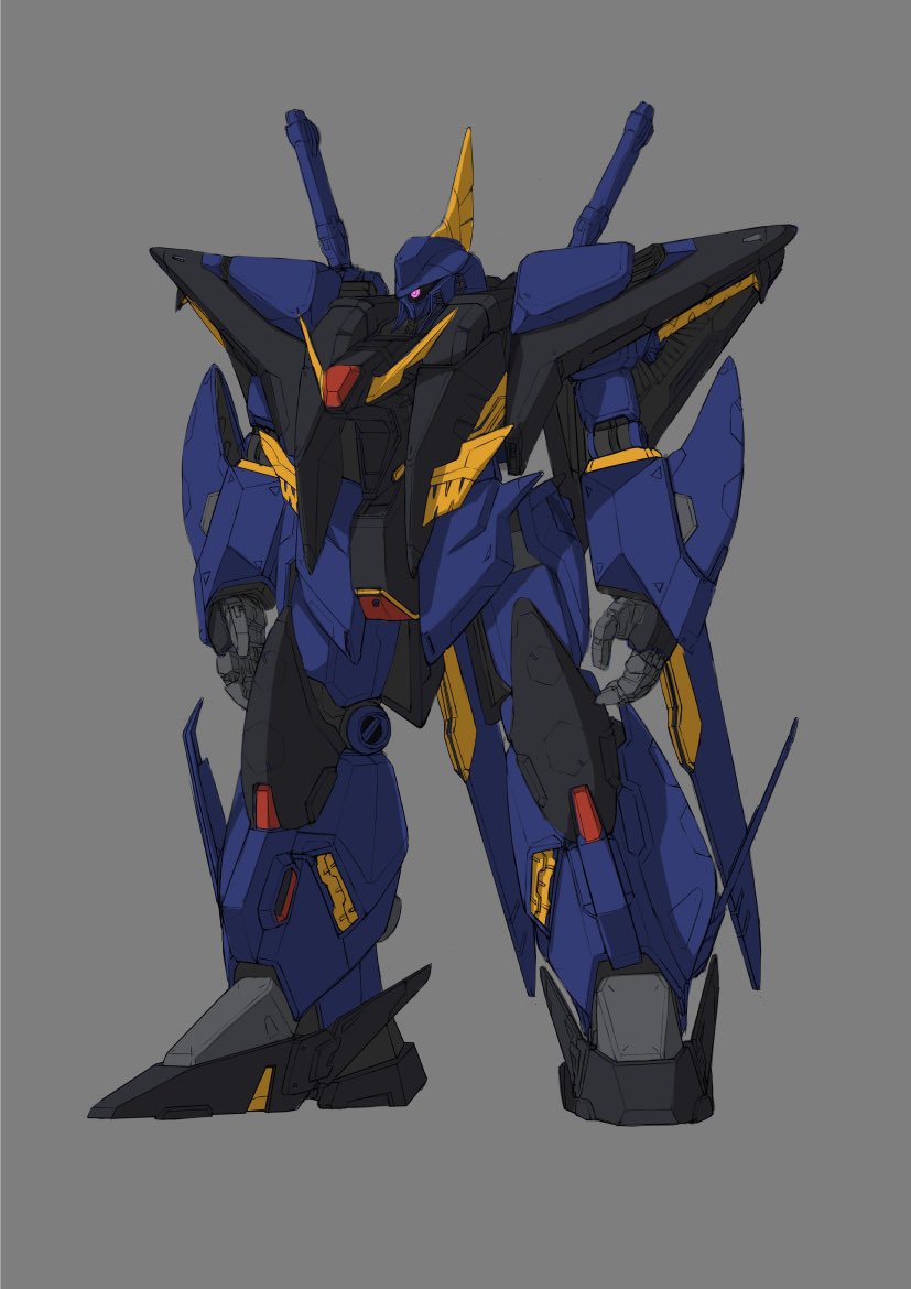 barzam, fusion, grey_background, gundam, gundam_hathaway's_flash, mecha, mobile_suit, no_humans