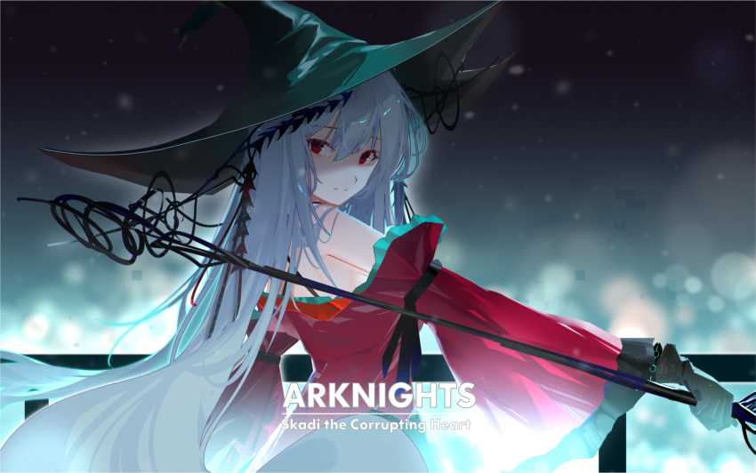 #yuki#, 1girl, arknights, bangs, bare_shoulders, blue_headwear, character_name, commentary_request