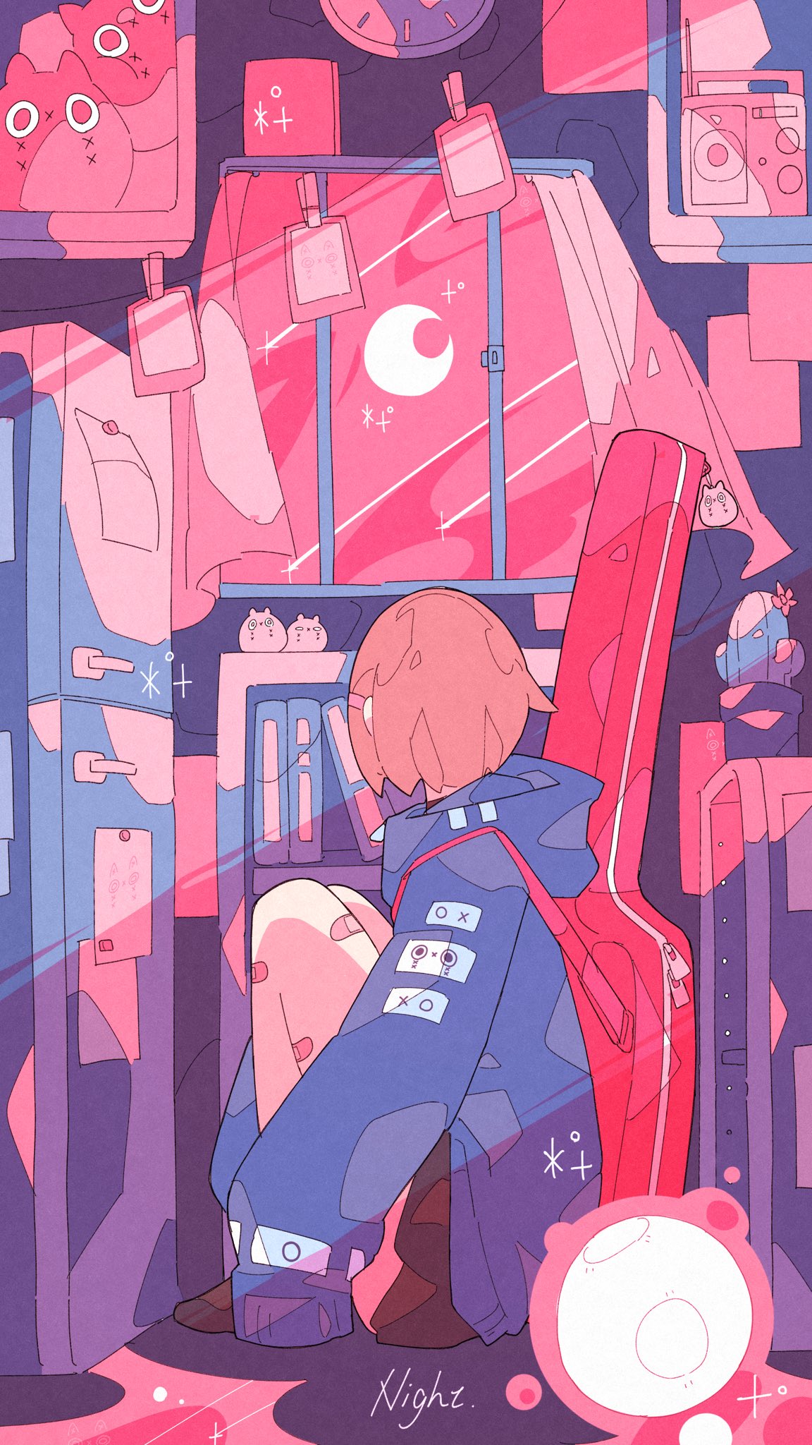 1girl, bandaid, bandaid_on_leg, black_hoodie, black_skirt, book, bookshelf, brown_hair