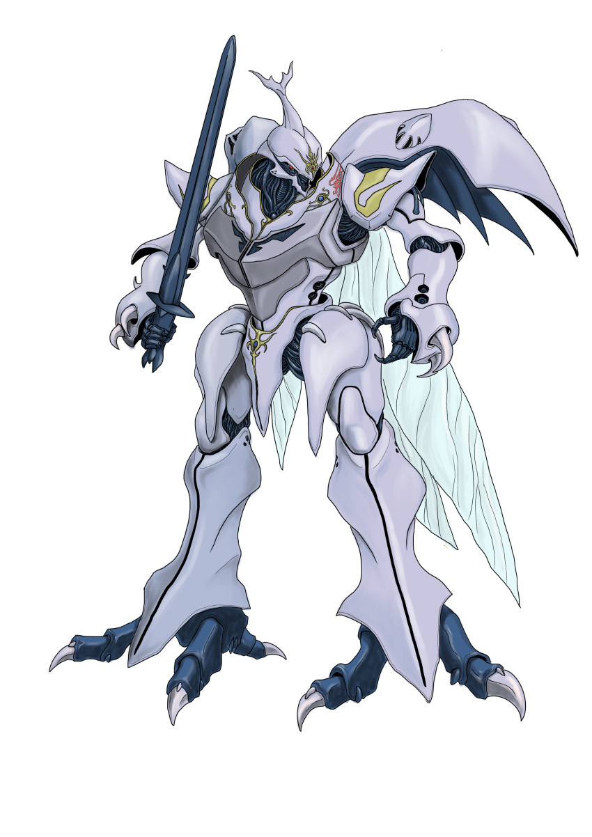 absurdres, aura_battler_dunbine_tale_of_the_neo_byston_well, fantasy, full_body, highres, holding, holding_sword, holding_weapon