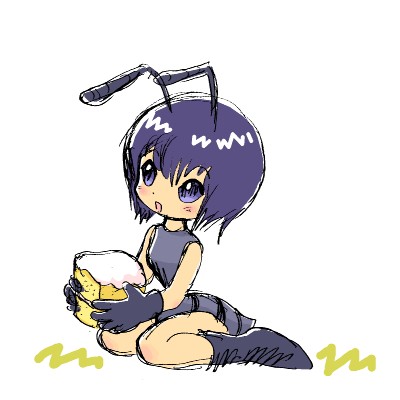 bi-nyo, blush, insect, monster_girl, smile