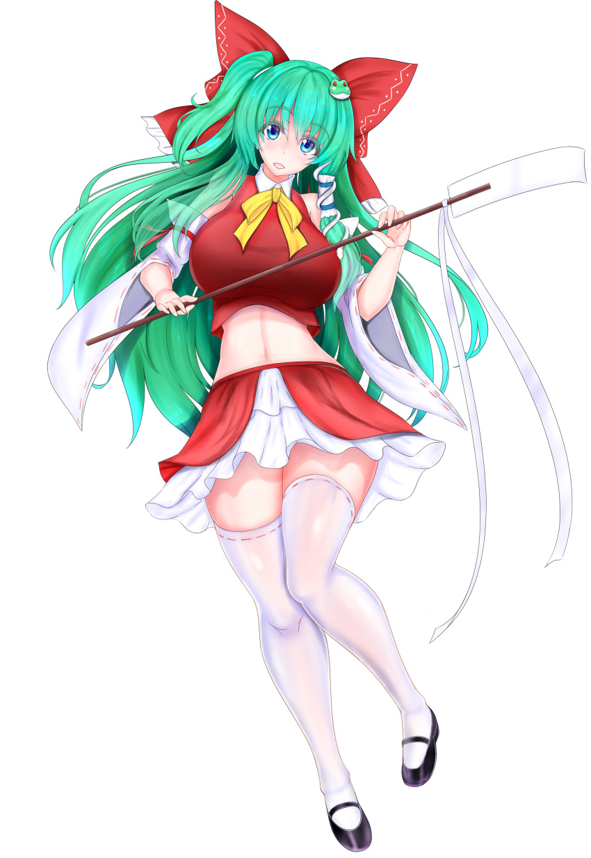 1girl, absurdres, ascot, bow, breasts, cosplay, costume_switch, detached_sleeves