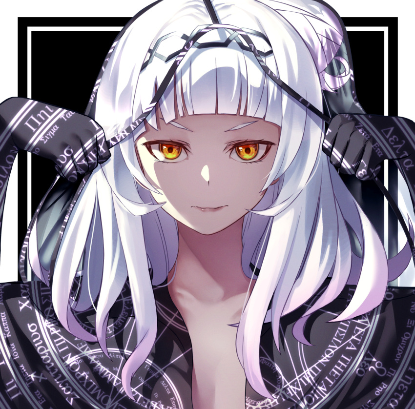 1girl, alternate_costume, bangs, black_gloves, blunt_bangs, chya_(p_chihaya), elbow_gloves, gloves