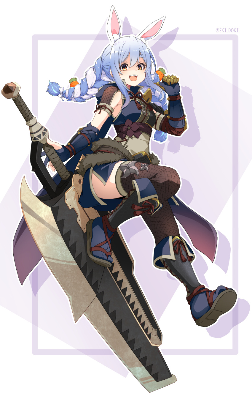 absurdres, alternate_costume, animal_ear_fluff, animal_ears, bangs, blue_hair, braid, breasts