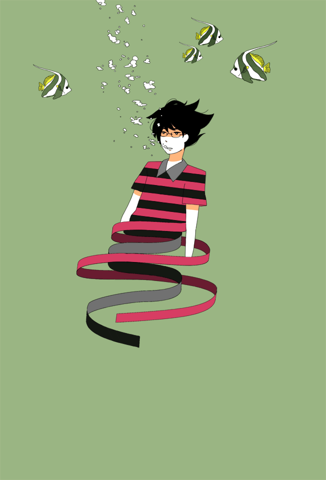 1boy, black_hair, bubble, collared_shirt, glasses, green_background, moorish_idol, original