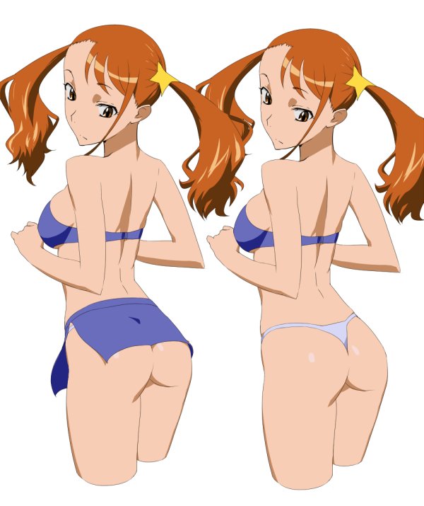 1girl, anjou_naruko, ano_hi_mita_hana_no_namae_wo_bokutachi_wa_mada_shiranai., ass, breasts, brown_eyes, closed_mouth, hair_ornament
