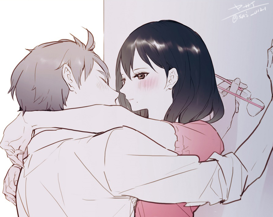 1boy, against_wall, black_hair, blush, closed_eyes, eyewear_removed, grey_hair, haikyuu!!