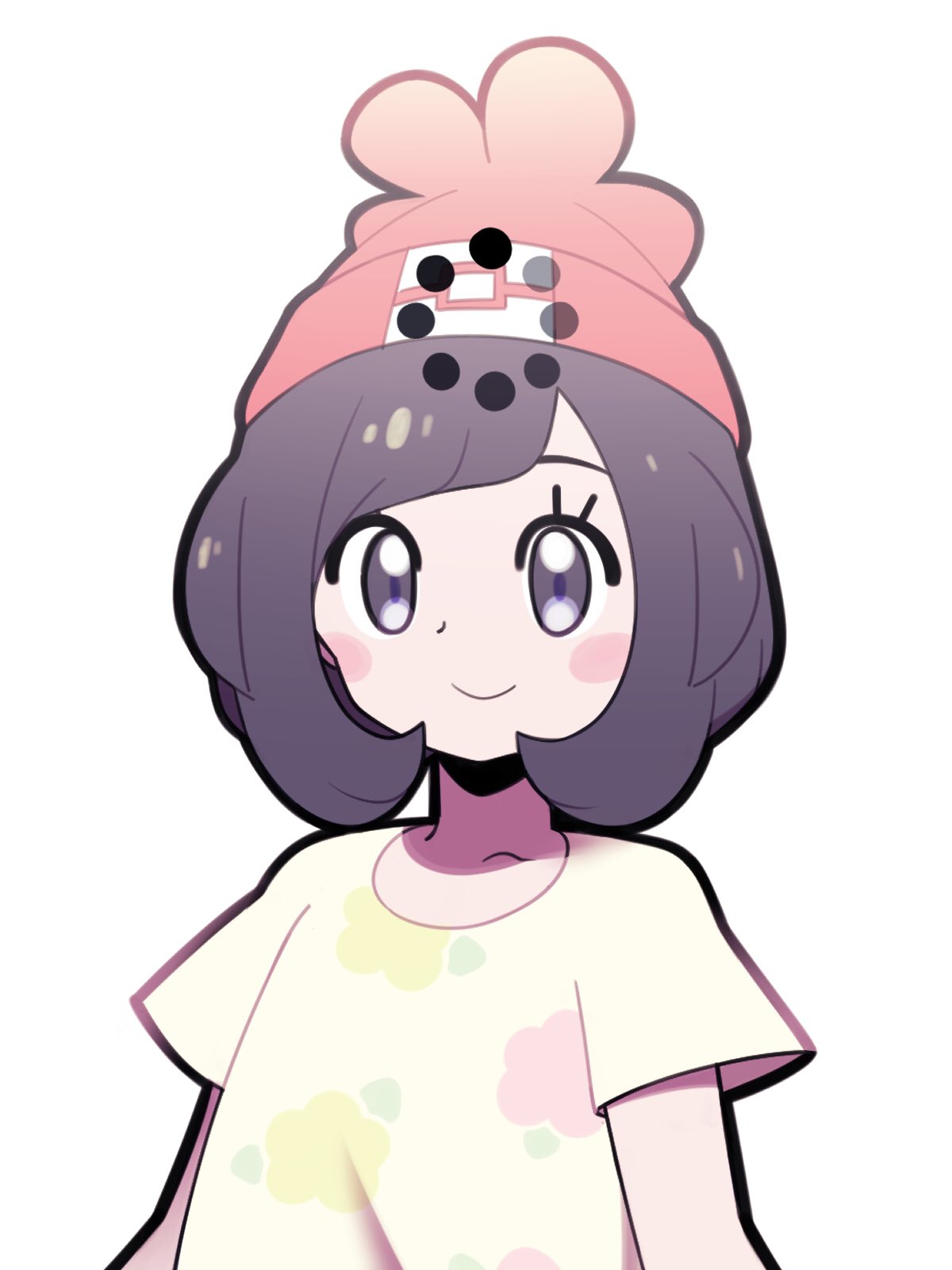 1girl, artsy-rc, black_eyes, black_hair, blush_stickers, buffering, character_request, closed_mouth