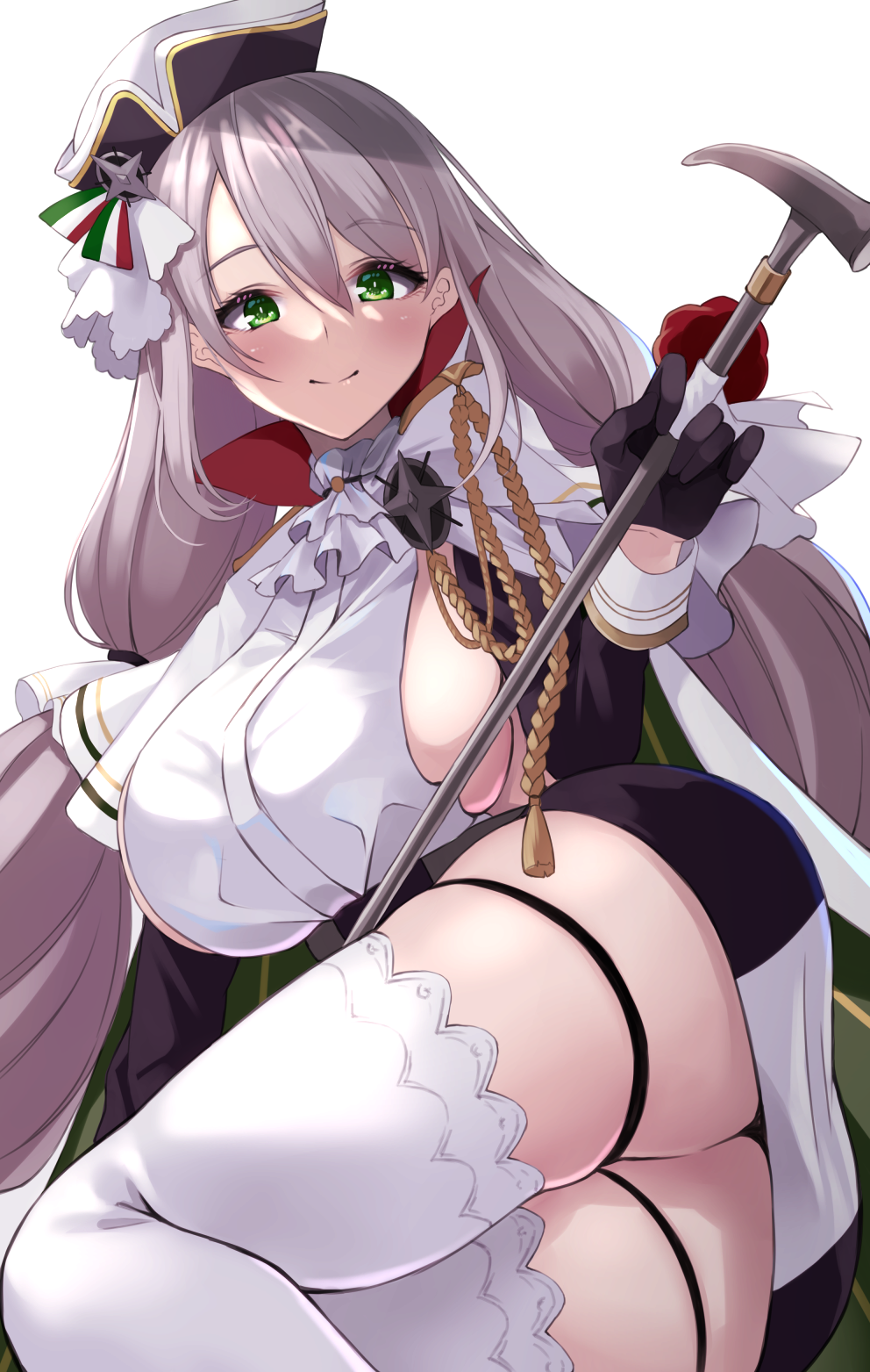 1girl, aquila_(azur_lane), azur_lane, black_gloves, blush, breasts, closed_mouth, eyebrows_visible_through_hair