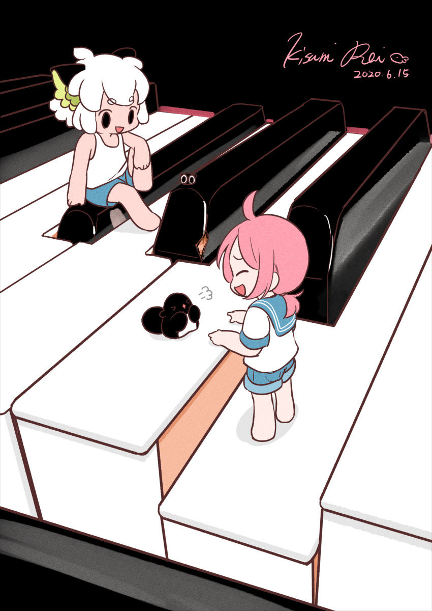 absurdres, animal_ears, bidiu_(the_legend_of_luoxiaohei), blue_sailor_collar, blue_shorts, cat_ears, dated, highres