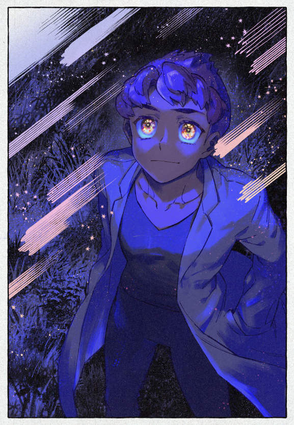 1boy, border, closed_mouth, collarbone, commentary_request, dark_skin, dark_skinned_male, hitorigaoka