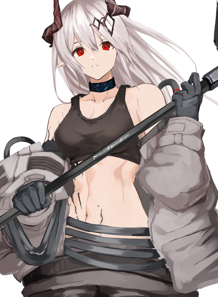1girl, absurdres, aokuma_(yuuran_create), arknights, bangs, bare_shoulders, black_choker, black_gloves