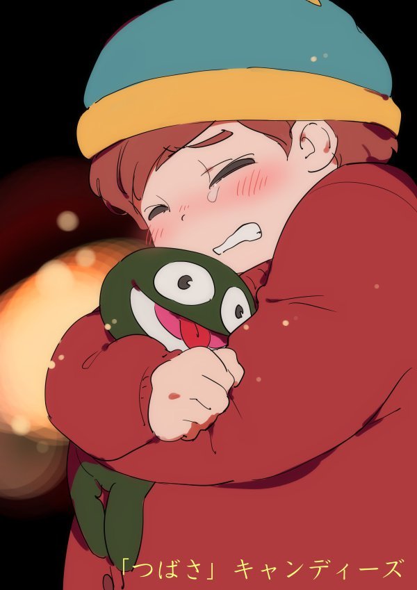 1boy, be_(ronironibebe), beanie, brown_hair, closed_eyes, clyde_frog, eric_cartman, fat