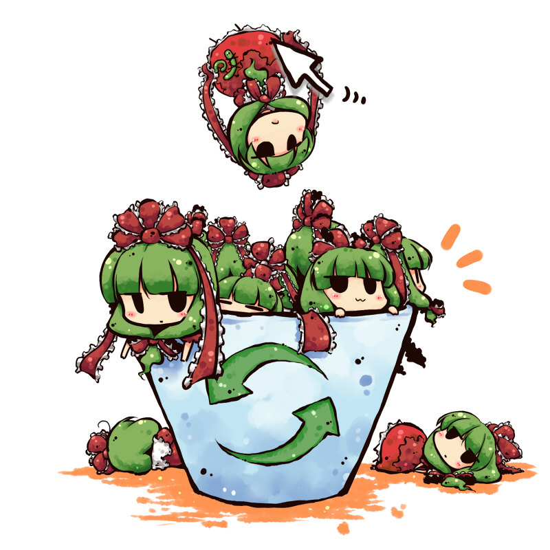 clone, cursor, kagiyama_hina, kome_kuma, minigirl, okome_(kome_kuma), recycle_bin, touhou