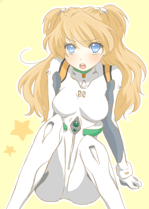 ayanami_rei, ayanami_rei_(cosplay), blue_eyes, brown_hair, cosplay, long_hair, mashiro_momo, neon_genesis_evangelion, plugsuit, solo, souryuu_asuka_langley, twintails