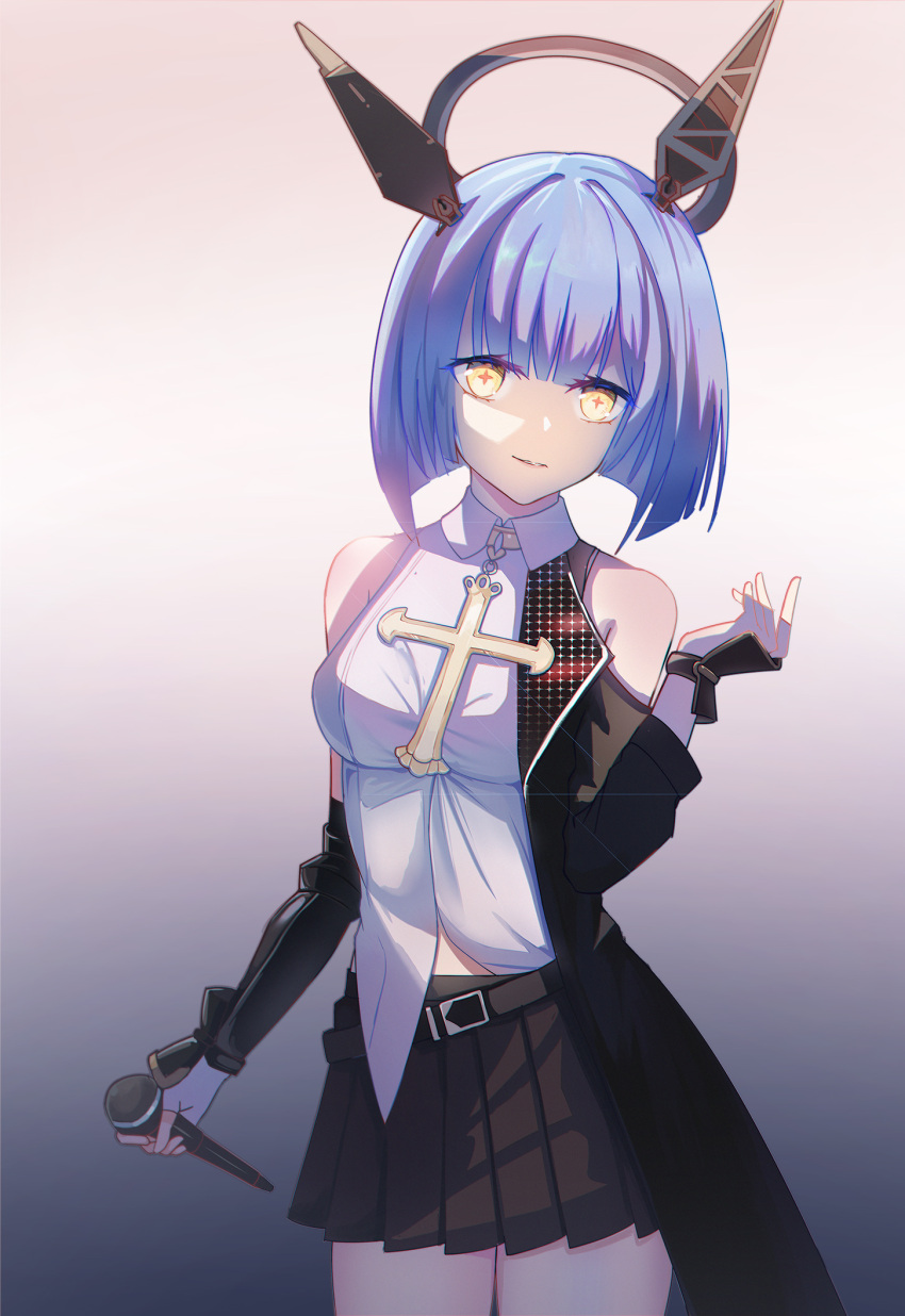 1girl, azur_lane, bare_shoulders, belt, black_belt, black_coat, black_skirt, blue_hair