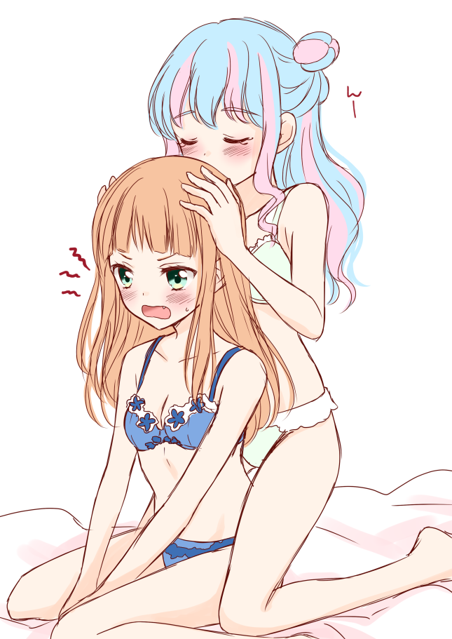 2girls, :d, ^_^, aikatsu!_(series), aikatsu_stars!, bangs, bare_arms, bare_legs
