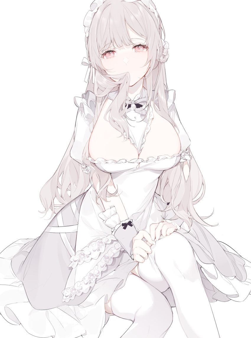 1girl, absurdres, bangs, breasts, collarbone, commentary, dress, eyebrows_visible_through_hair