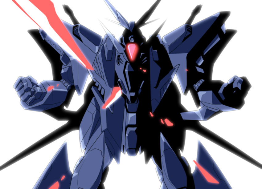 clenched_hands, commentary_request, fukaya_yuu, gundam, gundam_hathaway's_flash, highres, limited_palette, mecha
