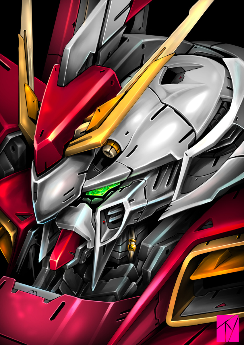 close-up, denjyou23, gaia_gear, gundam, highres, looking_ahead, looking_down, man_machine