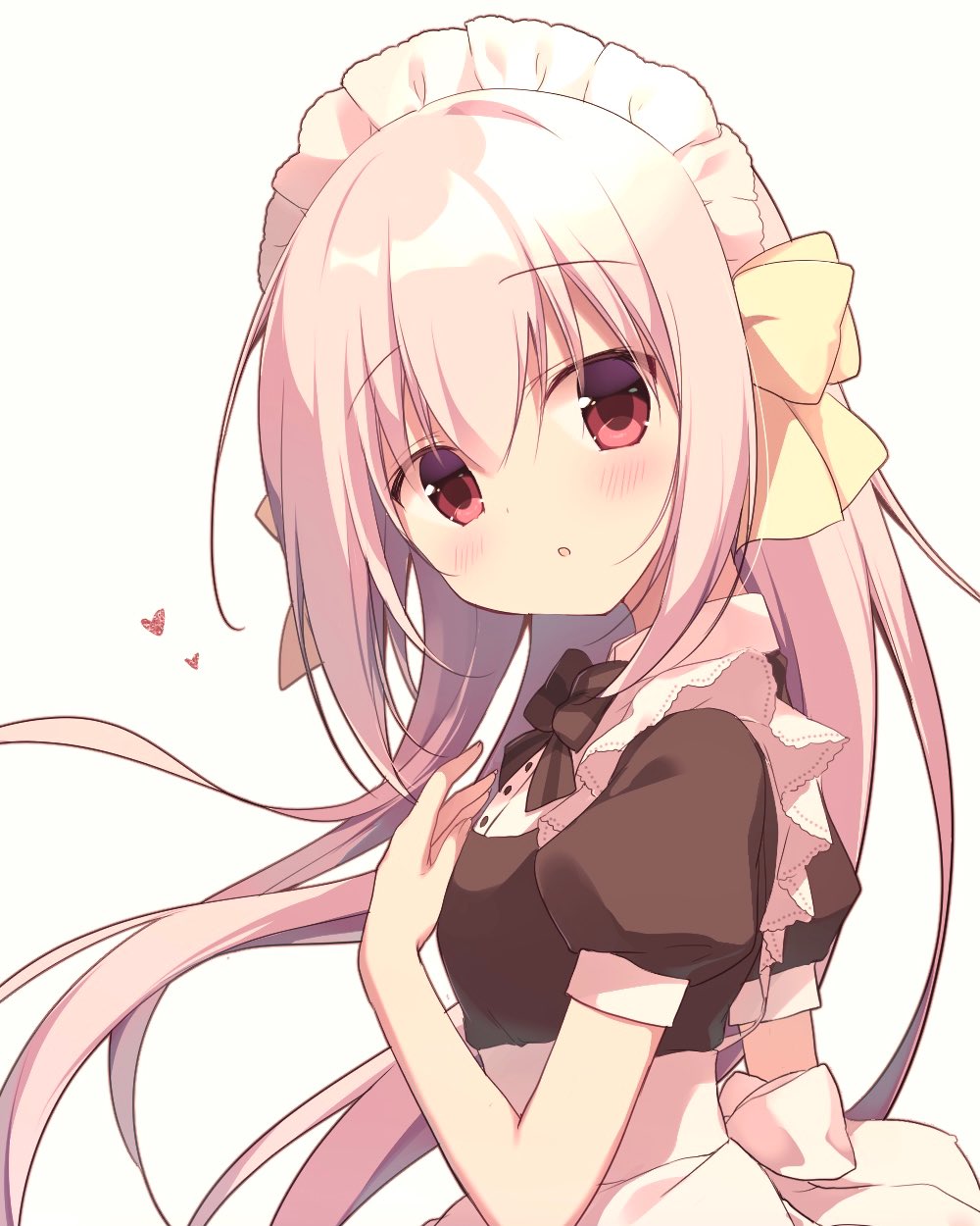 1girl, :o, bangs, black_bow, black_dress, blush, bow, commentary_request
