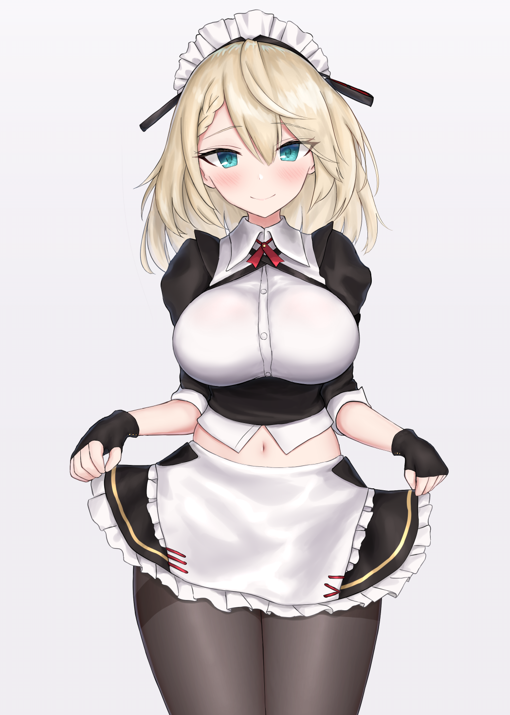 1girl, apron, aqua_hair, blonde_hair, braid, clip_studio_paint_(medium), g36_(girls_frontline), girls_frontline