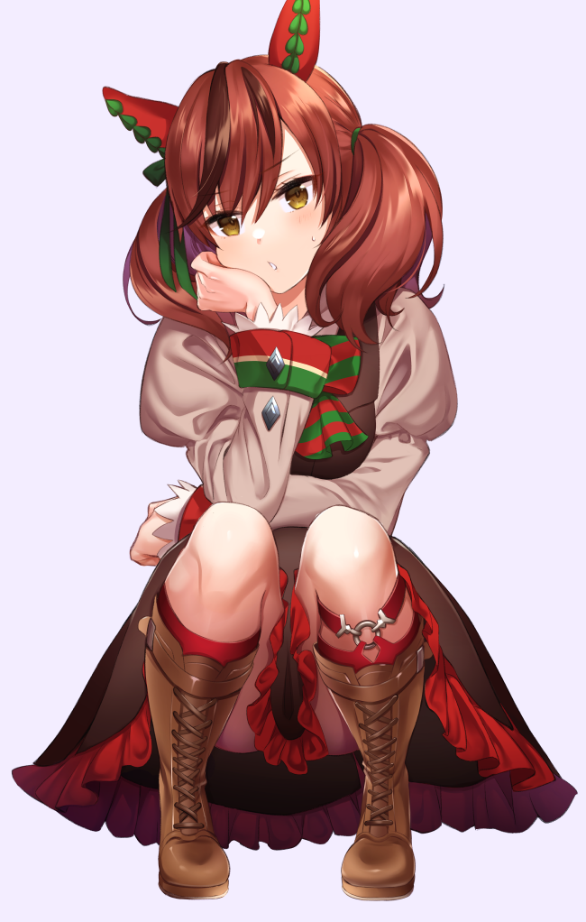 1girl, animal_ears, ass, bangs, black_dress, blush, boots, brown_eyes