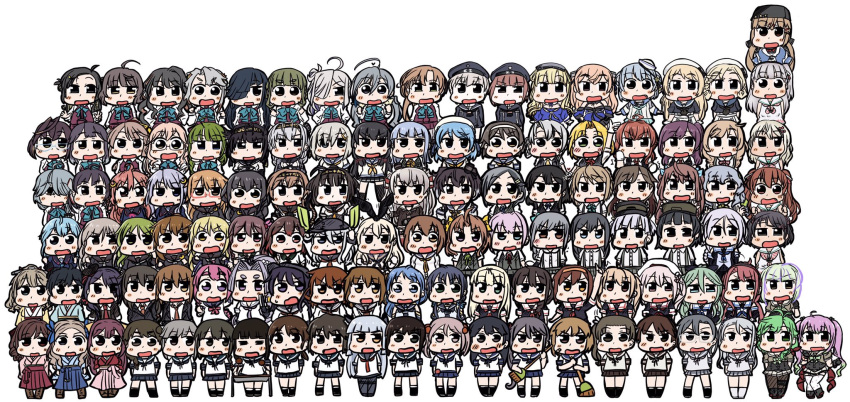 6+girls, ahoge, akatsuki_(kancolle), akebono_(kancolle), akigumo_(kancolle), akishimo_(kancolle), akizuki_(kancolle), amagiri_(kancolle)