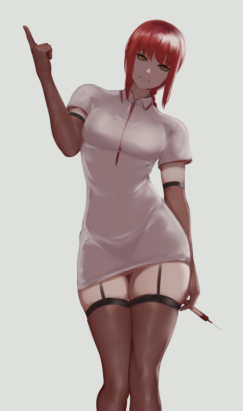 1girl, absurdres, alternate_costume, braid, braided_ponytail, breasts, brown_gloves, brown_legwear