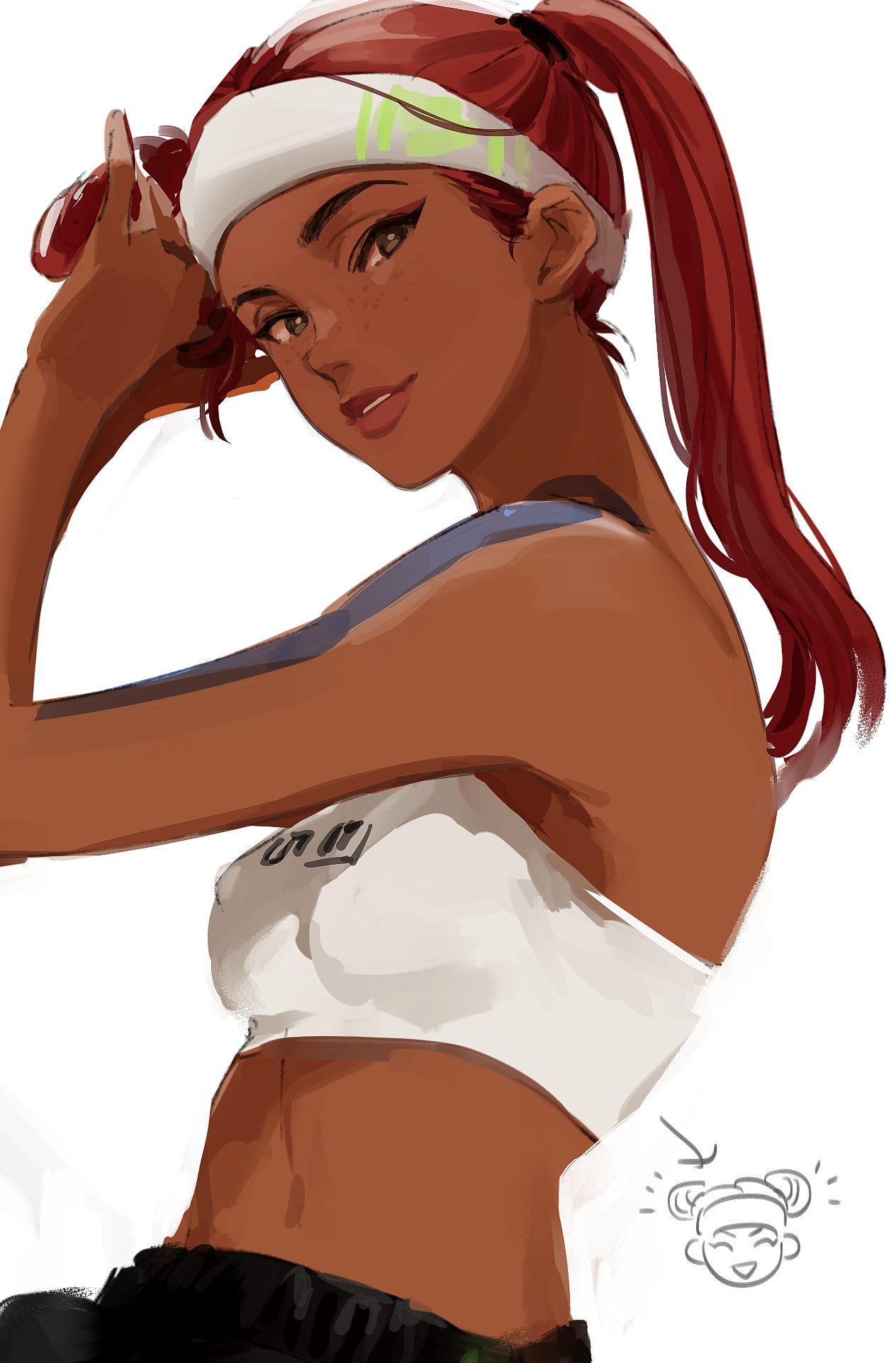 1girl, 2gou, apex_legends, black_eyes, black_pants, breasts, dark_skin, dark-skinned_female