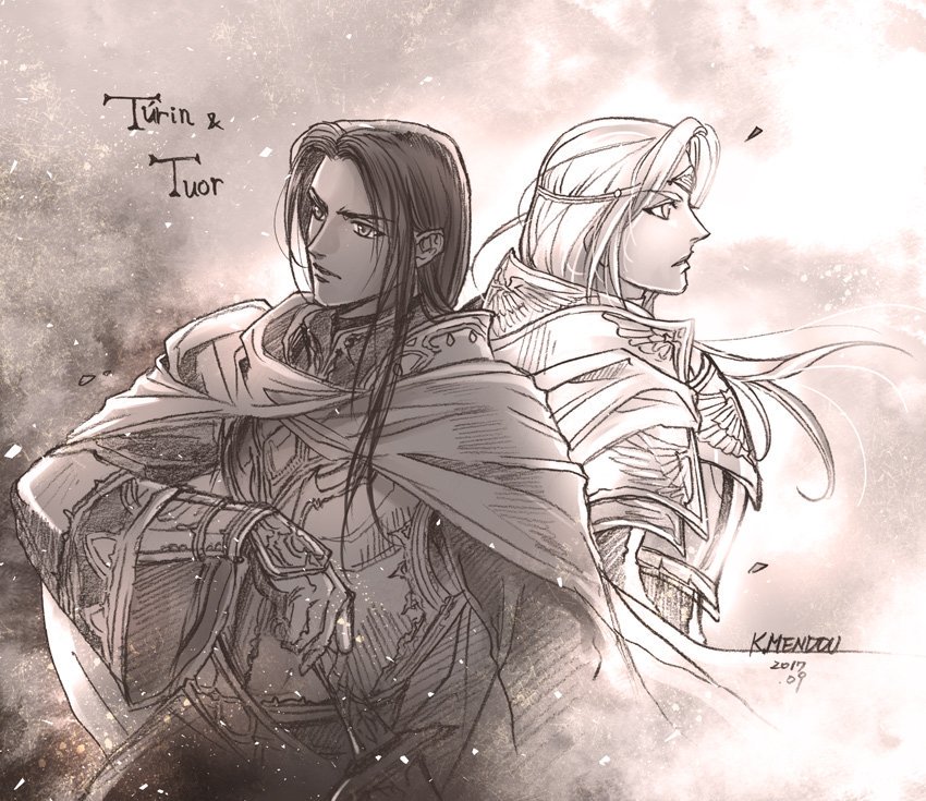 2boys, armor, breastplate, character_name, circlet, dated, holding, holding_sword