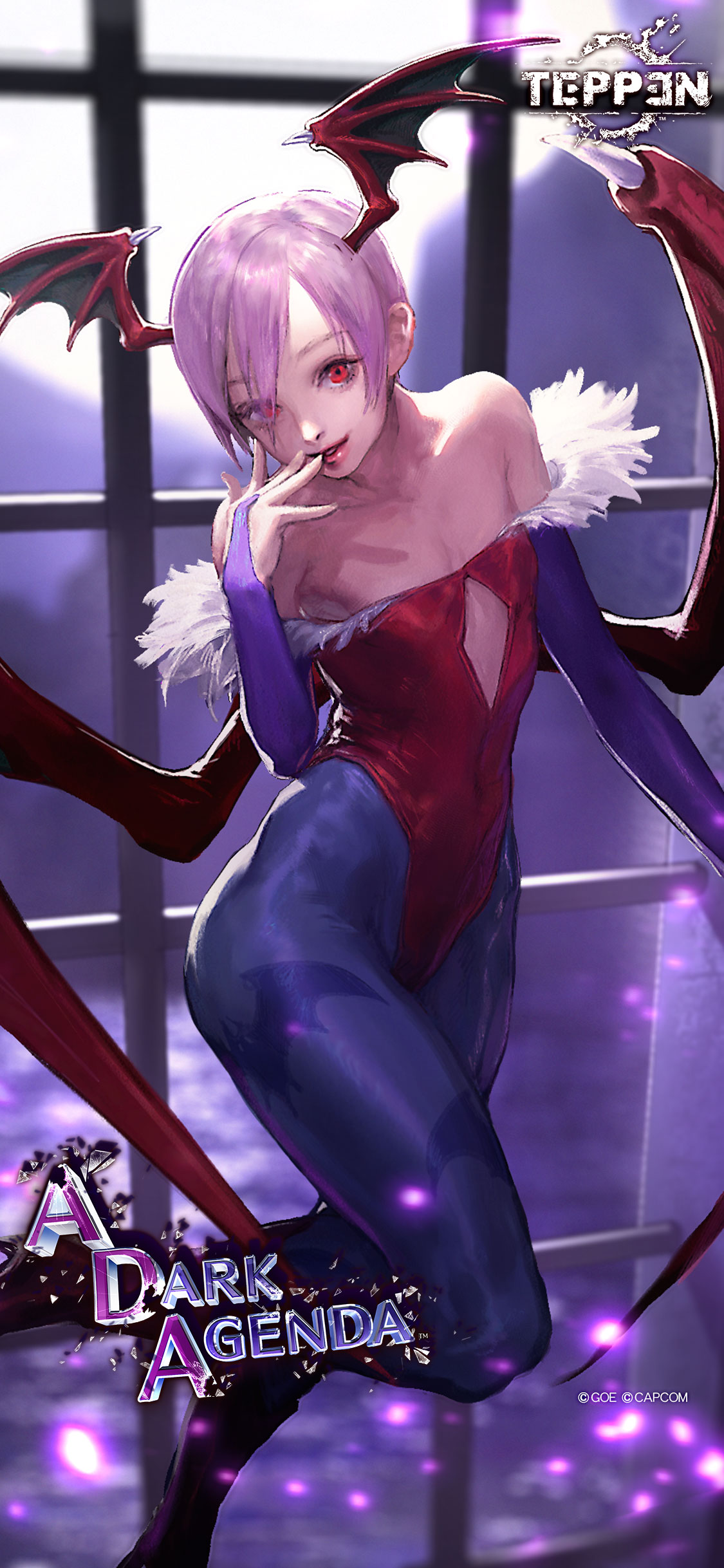 1girl, absurdres, animal_print, artist_request, bare_shoulders, bat_print, blue_legwear, blurry