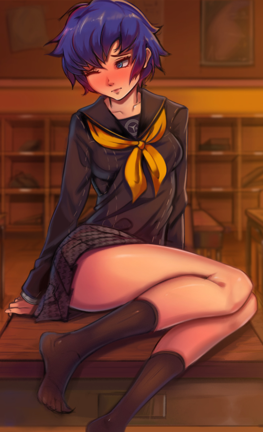 1girl, absurdres, bangs, black_neckwear, black_sailor_collar, black_serafuku, black_shirt, black_skirt