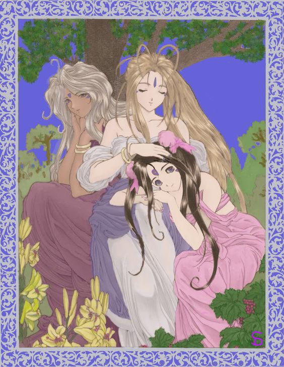 aa_megami-sama, belldandy, long_hair, sisters, skuld_(aa_megami-sama), urd