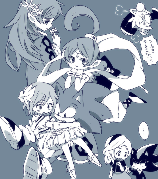 >_<, 2boys, 5girls, =3, amy_rose, angry, animal_ears, animal_nose