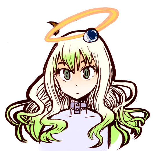 green_eyes, green_hair, halo, hoshi_no_samidare, mizukami_satoshi, white_hair